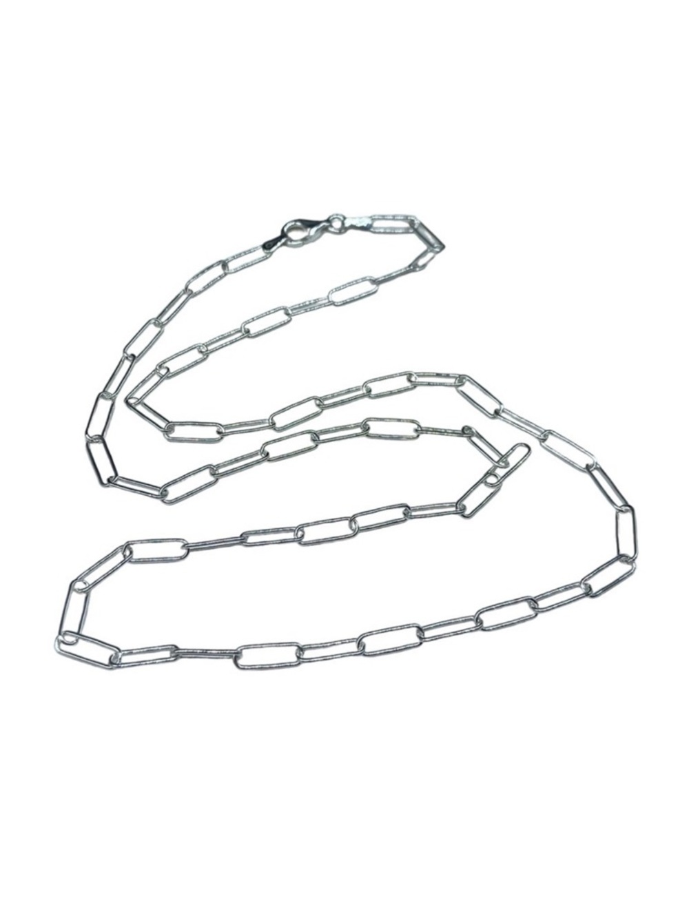 16” Sterling Silver Paperclip Chain Link Necklace Solid 925 Italy Paper Clip